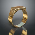 Elegant Gold Men's Ring With Intricate Engraved Patterns And Polished Surface 3d model