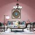 Modern Living Room Sofa Coffee Table Combination With Stylish Decor And Lighting
