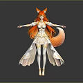 Anime Character Model Featuring Fox Ears Long Red Hair Fox Tail And White Outfit