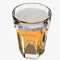 Beer Bottles and Glasses with Stella Artois Hoeegaarden and Yellow Liquid