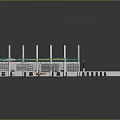 Modern Transportation Hub 3D Structure With Yellow Marked Areas Blue Signs White Pillars And Tracks