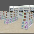 Retail Store Display Shelves With Multi Tiered Racks Holding Various Products 3d model