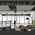 Modern Fitness Gym Interior With Treadmills Exercise Equipment And Motivational Quotes