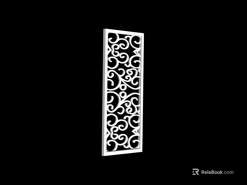 Elegant White Decorative Partition With Intricate Curved Scroll Patterns For Home Interior 3d model 