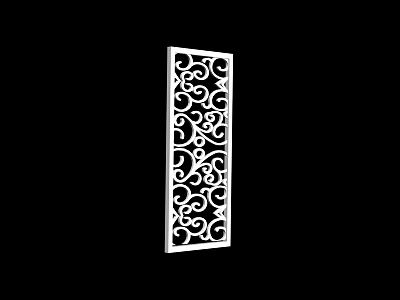 Elegant White Decorative Partition With Intricate Curved Scroll Patterns For Home Interior 3d model