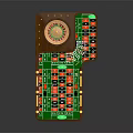 Wooden Roulette Gaming Table With Green Felt Surface And Number Markers