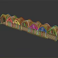 Wooden Architectural Arcade With Continuous Intricate Arch Carvings