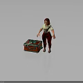 Red Haired Glasses Female Character Standing Next To Red Case With Green Details And Wires