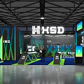 Modern NHSD Exhibition Booth With Blue Green Accents Digital Screens And Display Areas