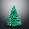 Festive Green Decorated Christmas Tree With Star Topper And Colorful Lights