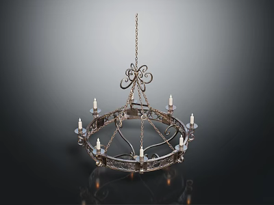 Elegant Classic Chandelier Furniture With Metal Frame And Candle Shaped Lights 3d model