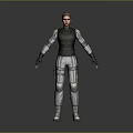 Game Movie Character Wearing Green Tactical Vest And White Combat Pants With Black Gloves