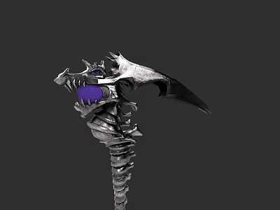 Intricate Mythical Weapon With Purple Gem And Bone Like Metallic Structure 3d model