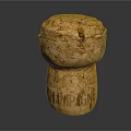 Textured Champagne Cork With Engraved CHAMPAGNE Lettering Isolated On Dark Background