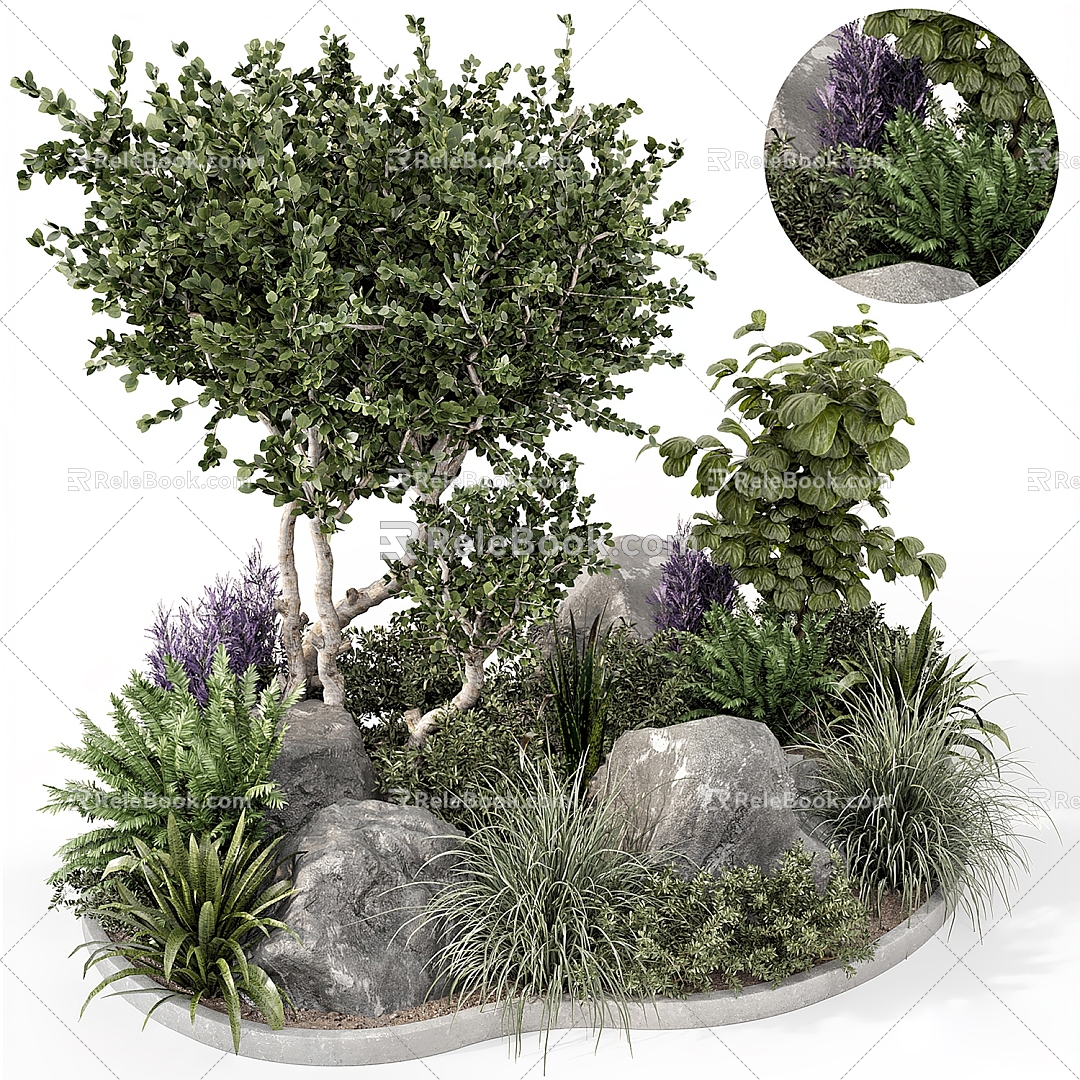 green plant shrub flower bed model