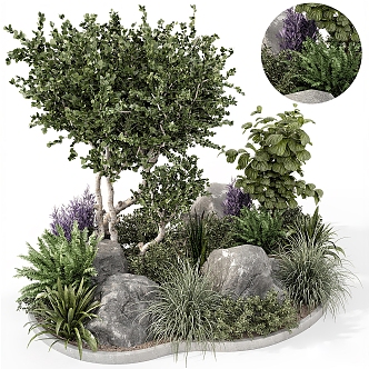 green plant shrub flower bed 3d model