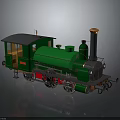 Vintage Green Steam Train Model With Black Chimney Red Base And Metal Wheels