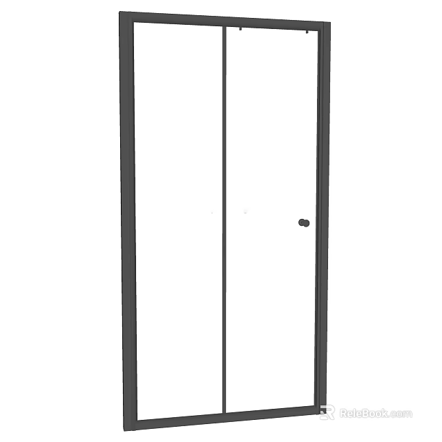White Door With Black Frame And Small Handle Interior Design 3d model