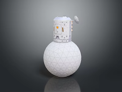 White Mechanical Device Featuring Spherical Base Geometric Pattern Surface And Antenna 3d model