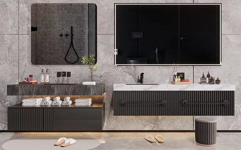 Modern sink mirror cabinet 3d model