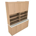 Wooden Cabinetry With Open Shelves Closed Cabinets And White Countertop
