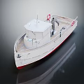 White Wooden Boat With Red Bottom Cabin And Lifebuoy On Deck