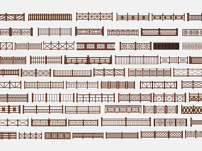 Various Decorative Fence Designs With Diverse Patterns For Outdoor Garden Decoration 3d model