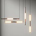 Modern Linear Hanging Pendant Lights With Sleek Metal Frame And Soft Glow