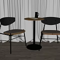 Modern Round Table with Two Chairs Set Wooden Top Gray Backrest and Light Brown Seat