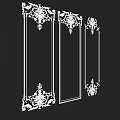 Ornate White Decorative Frames With Intricate Patterns On Black Background Three Panel Design 3d model