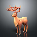 3D Animated Deer Character With Large Antlers Orange And White Standing Pose 3d model