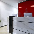 Automotive Store Interior With Yellow Shelves Gray Floor Yellow Parking Lines And Black Ceiling