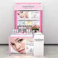 Pink White Modern Cosmetic Display Shelf With Beauty Products Retail Display Counter