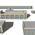 Modern Commercial Complex With Multiple Rectangular L shaped Buildings And Uniform Windows 3d model