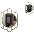Green Geometric Frame Mirror With Modern Interior Room Reflection And Decorative Design 3d model