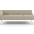 Light Beige Three Seater Sofa with Wooden Legs Against Grey Wall and Artwork