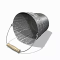 Rustic Metal Bucket With Wooden Handle For Daily Laundry Washing Supplies