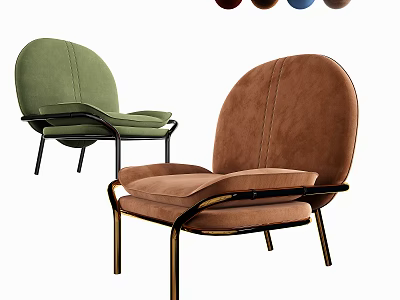 Modern Accent Chair With Velvet Upholstery Black Gold Metal Frame And Multiple Color Choices 3d model