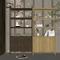 Modern Wooden Storage Shelving Unit With Cabinet Doors Multiple Shelves Books And Decor