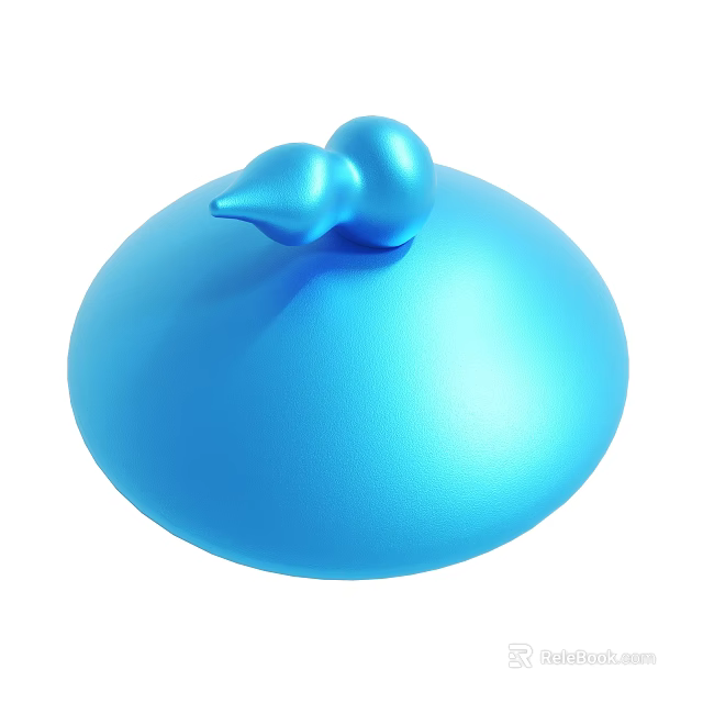 Blue Round Object With Smooth Surface And Two Droplet Shaped Protrusions On Top 3d model 