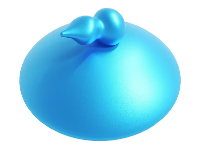 Blue Round Object With Smooth Surface And Two Droplet Shaped Protrusions On Top 3d model