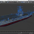 Large Military Aircraft Carrier Warship With Long Flight Deck And Tall Superstructure