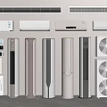 Various Types of Air Conditioners and Fans Including Wall Mounted Floor Standing Units