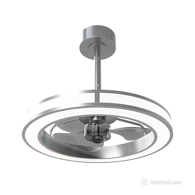Modern Ceiling Light With Built In Fan Round Silver Design And LED Lighting 3d model 