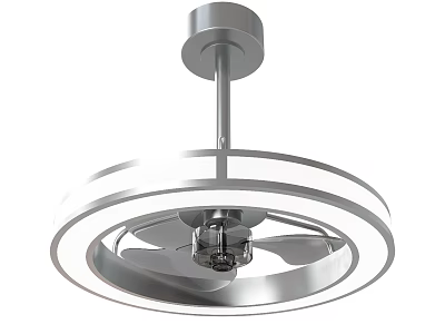 Modern Ceiling Light With Built In Fan Round Silver Design And LED Lighting 3d model