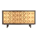 Modern TV Stand With Golden Panel Geometric Diamond Pattern And Dark Frame 3d model