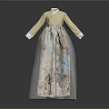 Traditional Korean Hanbok With Yellow Top And Floral Print Skirt Design