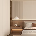 Elegant Modern Bedroom Interior With Platform Bed Nightstands Pendant Light And Accent Chair