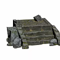 Ancient Ruin Stone Platform With Carved Steps Decorative Engravings And Broken Stones