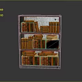 Gray Wooden Multi - tiered Bookcase Filled With Orange And Red Books On Gray Background